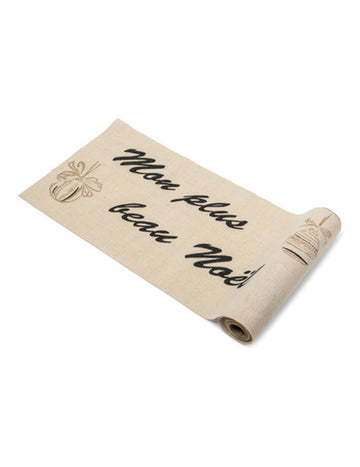 Laneni nadstolnjak, moj najljepši Božić, crno-zlatni, 28 cm x 5 m prirodno