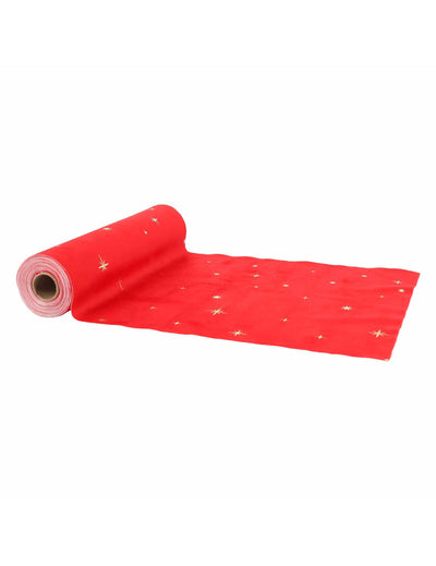 Nadstolnjak sa zvijezdama od crvenog i zlatnog baršuna 28 cm x 3 m