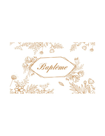 Zlatni cvjetni stolnjak za krštenje 30 cm x 5 m bijela i zlatna