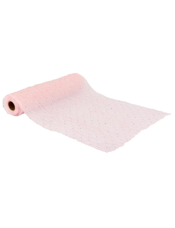 Blistavo ružičasti naborani nadstolnjak sa srebrnim cirkonima 28 cm x 3 m reljefni efekt