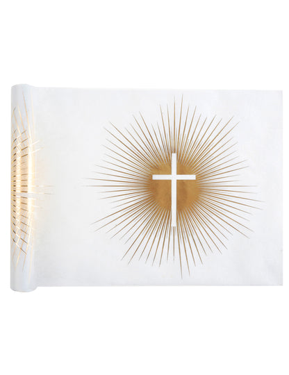Zlatni netkani stolnjak za ceremonije, 5m x 30cm cm s križem