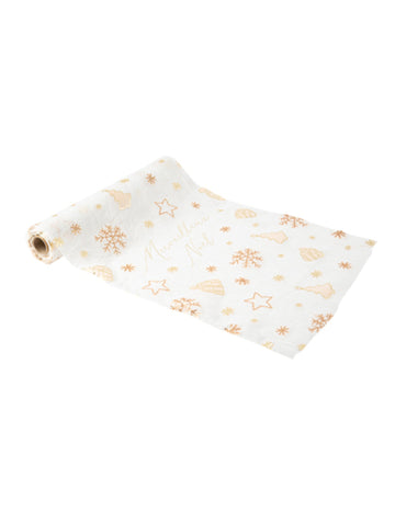 Prekrasan božićni zlatni stolnjak, 28 cm x 3 m, s motivima jelke