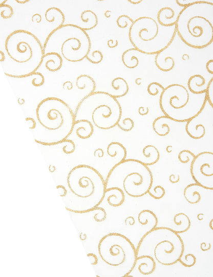 Organza zlatna tablica šljokicana arabesques 28 cm x 5 m