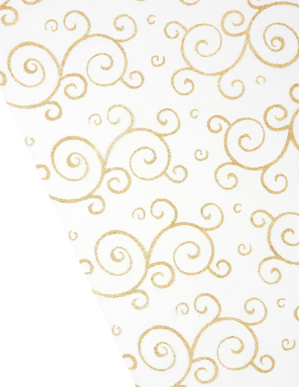 Détail des motifs du chemin de table organza arabesques pailletées