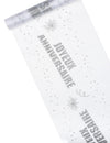 Chemin de table organza Joyeux anniversaire argent pailleté