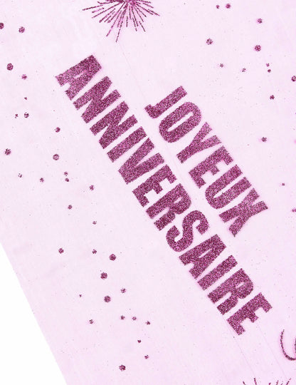 Organza stol trkač sretan rođendan fuksija 29 cm x 5 m