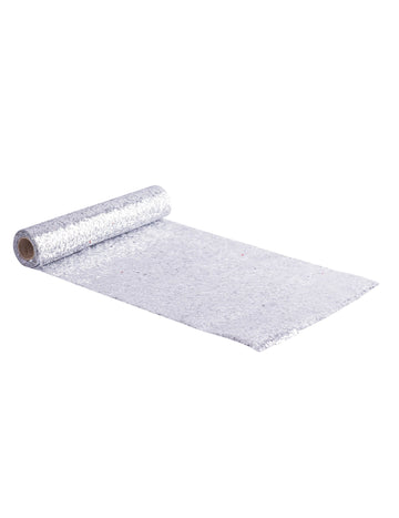 Srebrni šljokičasti nadstolnjak za stol 28 cm x 3 m podesivo