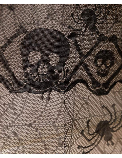Stolna traka s motivom lubanje od crne čipke 28 cm x 3 m