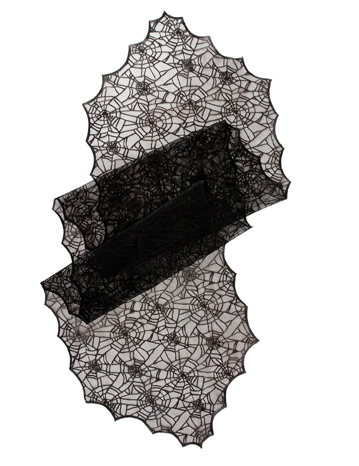 Nadstolnjak od crne čipke s uzorkom paukove mreže 44 cm x 1,82 m
