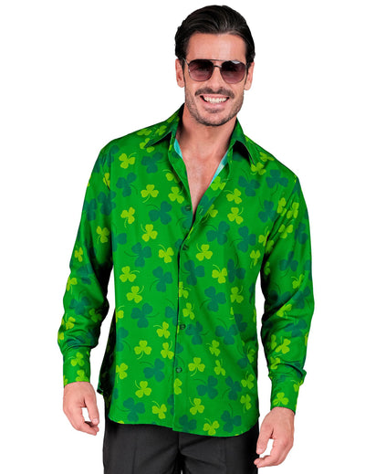 Chemise à manches longues trèfles Saint Patrick homme
