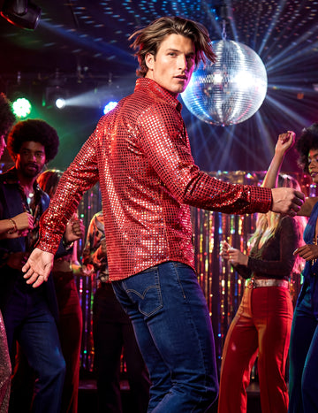 Muška disco košulja crvena, vrhunska kvaliteta 