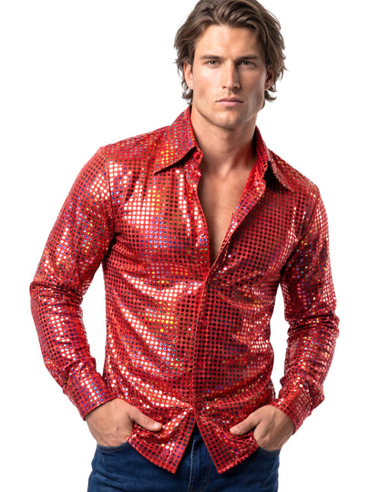 Muška disco košulja crvena, vrhunska kvaliteta 