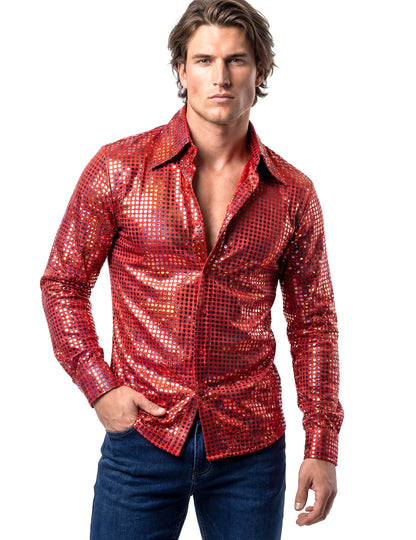 Muška disco košulja crvena, vrhunska kvaliteta 