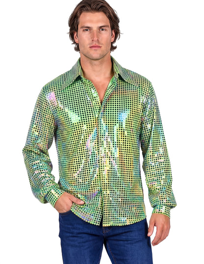 Chemise homme disco vert haut de gamme