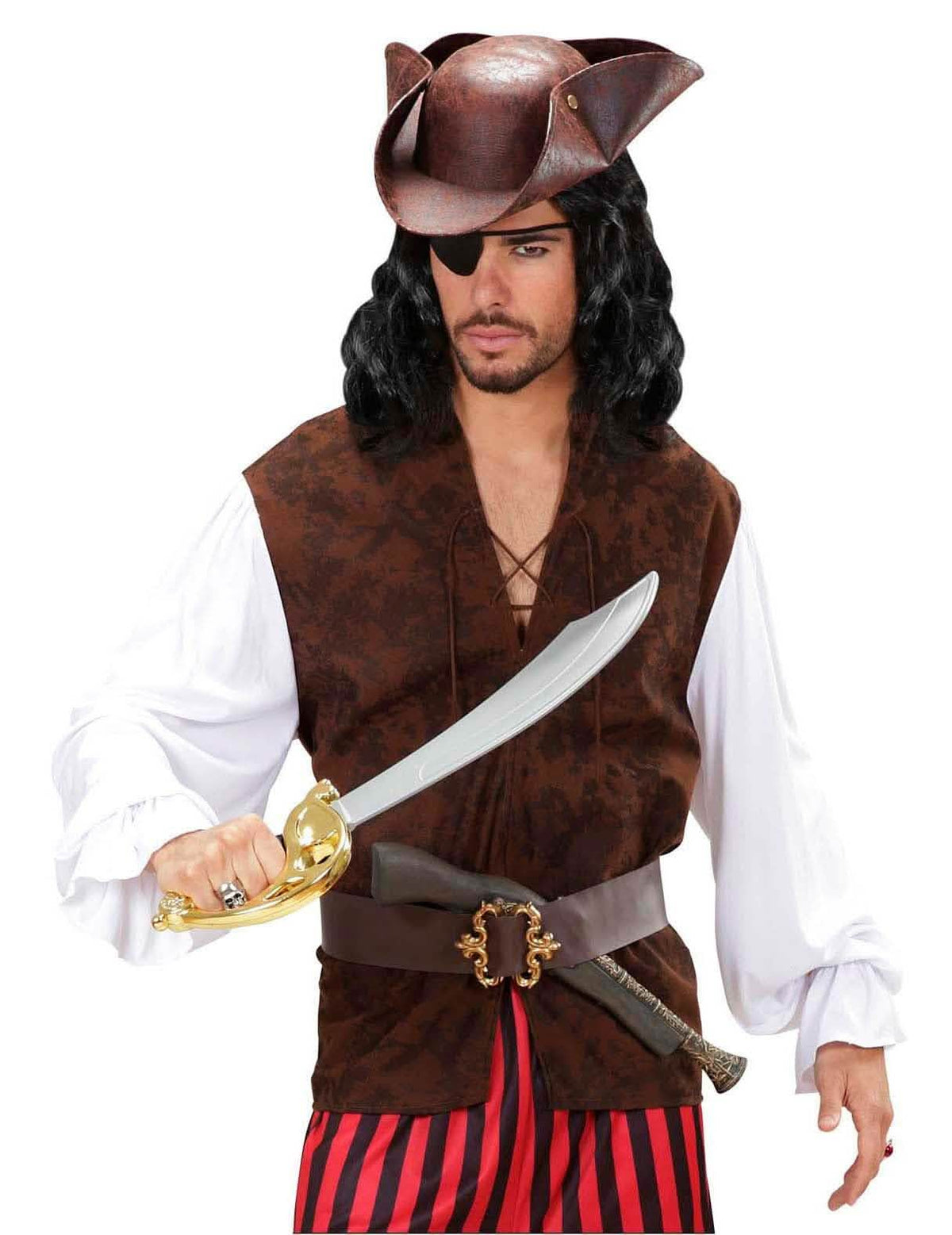 Piratska košulja za odrasli bijela sa smeđim prslukom