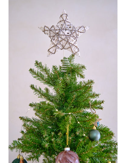 Vrhunac za božićno drvce od ratana, šljokičasta zvijezda 20 x 25 cm 