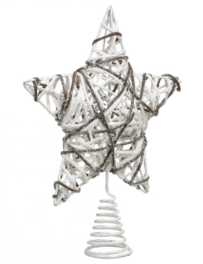 Vrhunac za božićno drvce od ratana, šljokičasta zvijezda 20 x 25 cm 