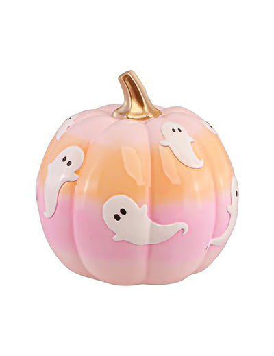 Dekorativna bundeva Summerween od smole u gradijentnim bojama s duhovima 14,5 x 14,5 x 14,8 cm