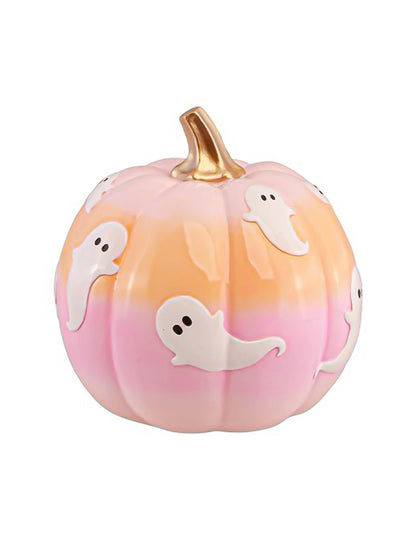 Dekorativna bundeva Summerween od smole u gradijentnim bojama s duhovima 14,5 x 14,5 x 14,8 cm