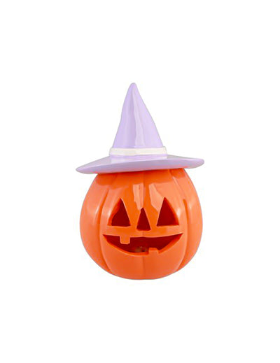 Dekorativna bundeva Summerween od smole, narančasta, s lila šeširom 12,5 x 12,3 x 17 cm