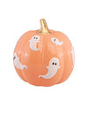 Dekorativna bundeva Summerween od smole u pastelno narančastim bojama s duhovima 14,5 x 14,5 x 14,8 cm
