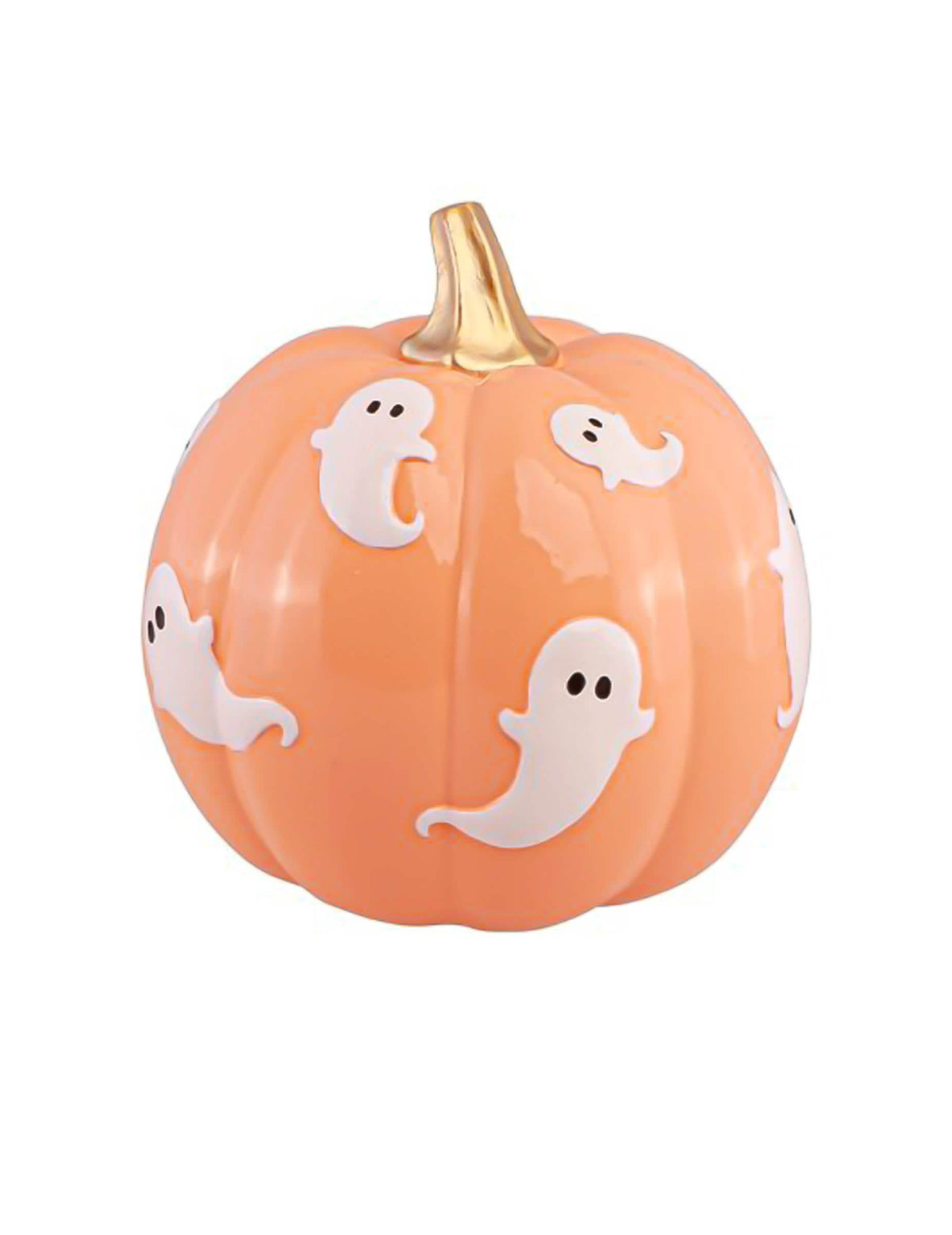 Dekorativna bundeva Summerween od smole u pastelno narančastim bojama s duhovima 14,5 x 14,5 x 14,8 cm