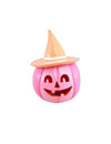 Dekorativna bundeva Summerween od smole, ružičasta, s pastelno narančastim šeširom 12,5 x 12,3 x 17 cm