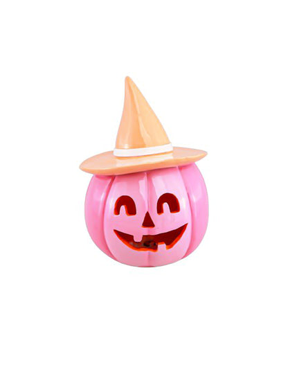 Dekorativna bundeva Summerween od smole, ružičasta, s pastelno narančastim šeširom 12,5 x 12,3 x 17 cm