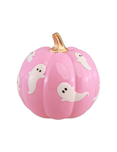 Dekorativna bundeva Summerween od smole, ružičasta, s duhovima 14,5 x 14,5 x 14,8 cm