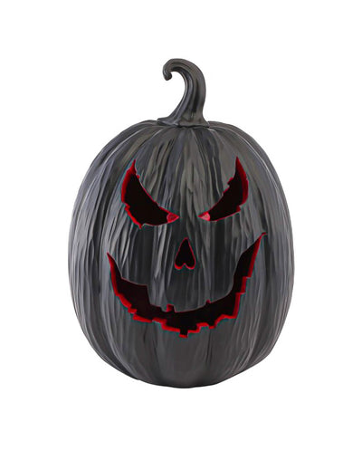 Crna i crvena dekorativna smolasta bundeva demon s LED osvjetljenjem 21 x 21 x 29 cm