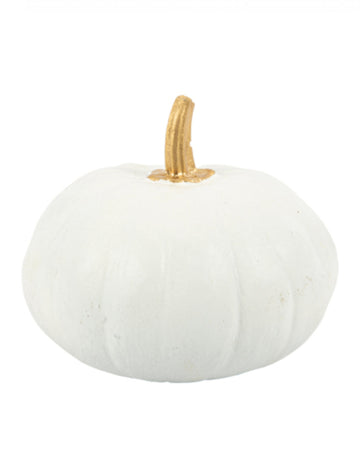 Bijela i zlatna plastična bundeva 15 cm 