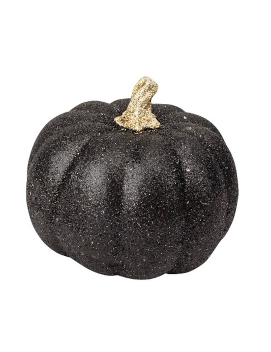Citrouille en résine d'Halloween pour décoration à paillettes noires et or