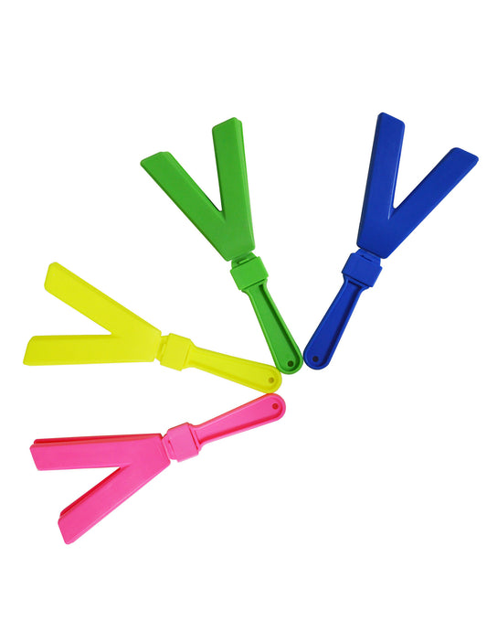 Clapper couleur assorti pour fête vert bleu jaune et rose