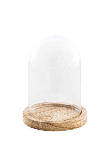 Staklena zvona na drvenom stalku, 13,7 cm