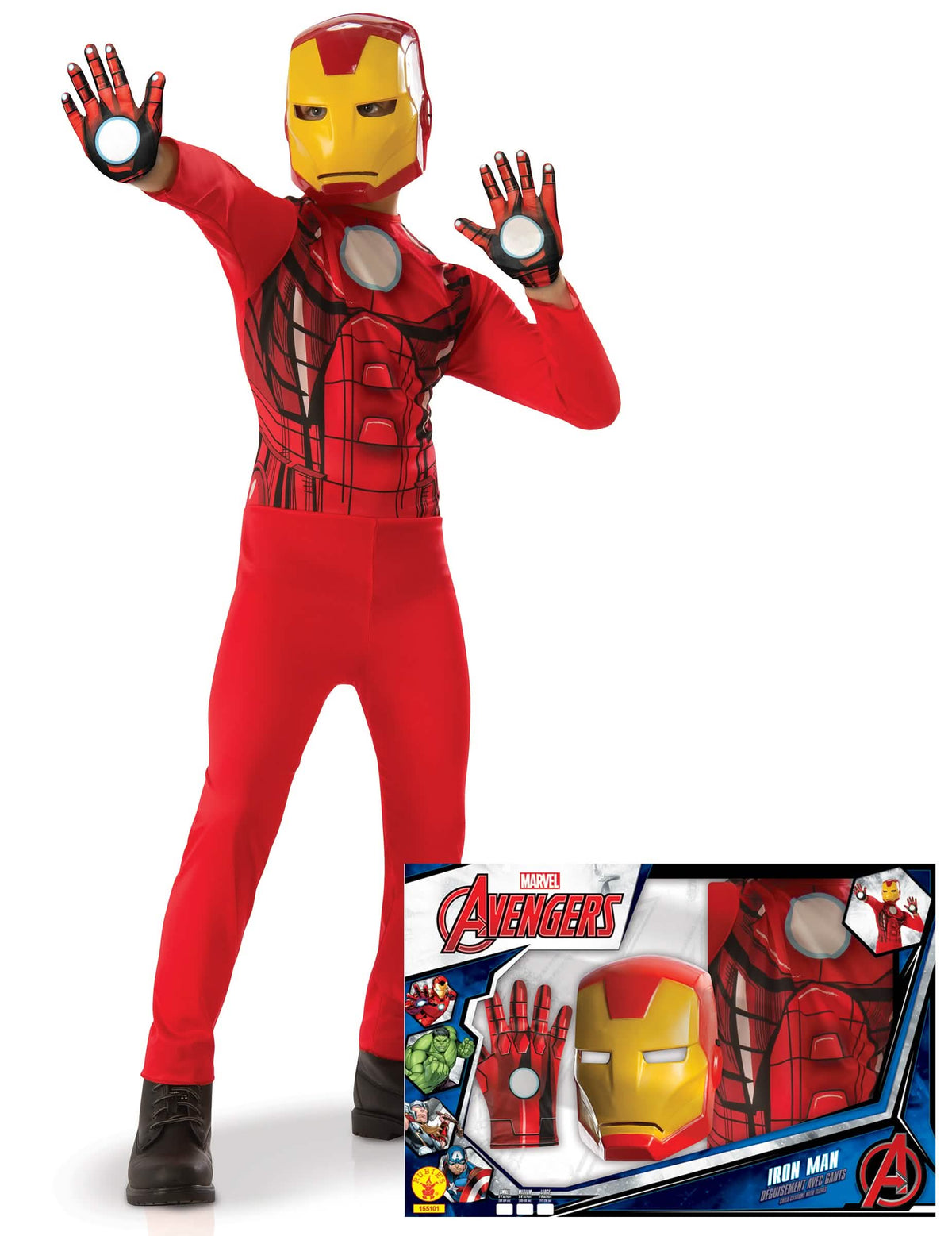 Klasična Iron Man kutija za dječak crvena i žuta s rukavice i maska