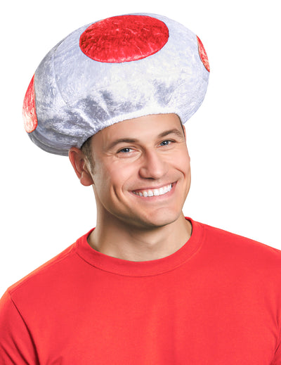 Coiffe champignon Toad Nintendo® pour adulte blanche à pois rouges
