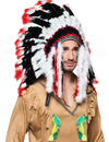 Coiffe d'indien luxe pour adulte noir blanc et rouge