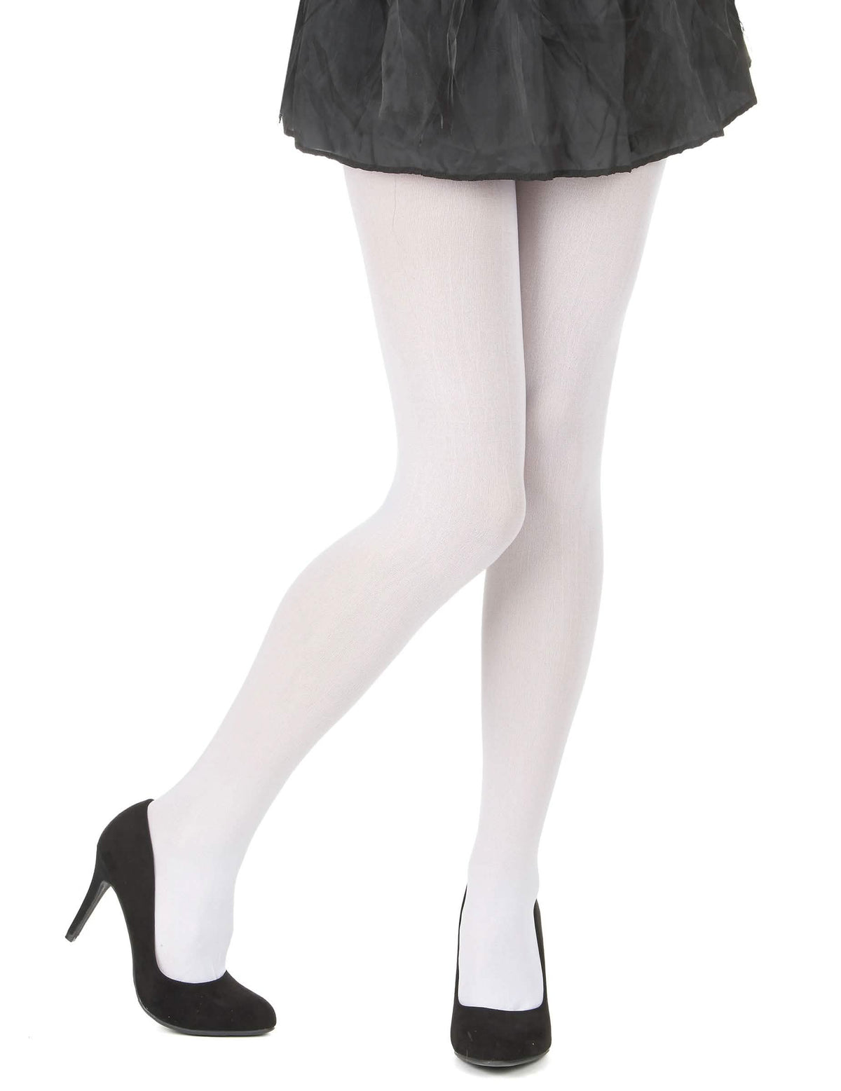 Vue de profil des jambes des collants opaques pour adulte