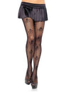 Collants résille crânes de pirate pour femme noirs avec motifs têtes de mort