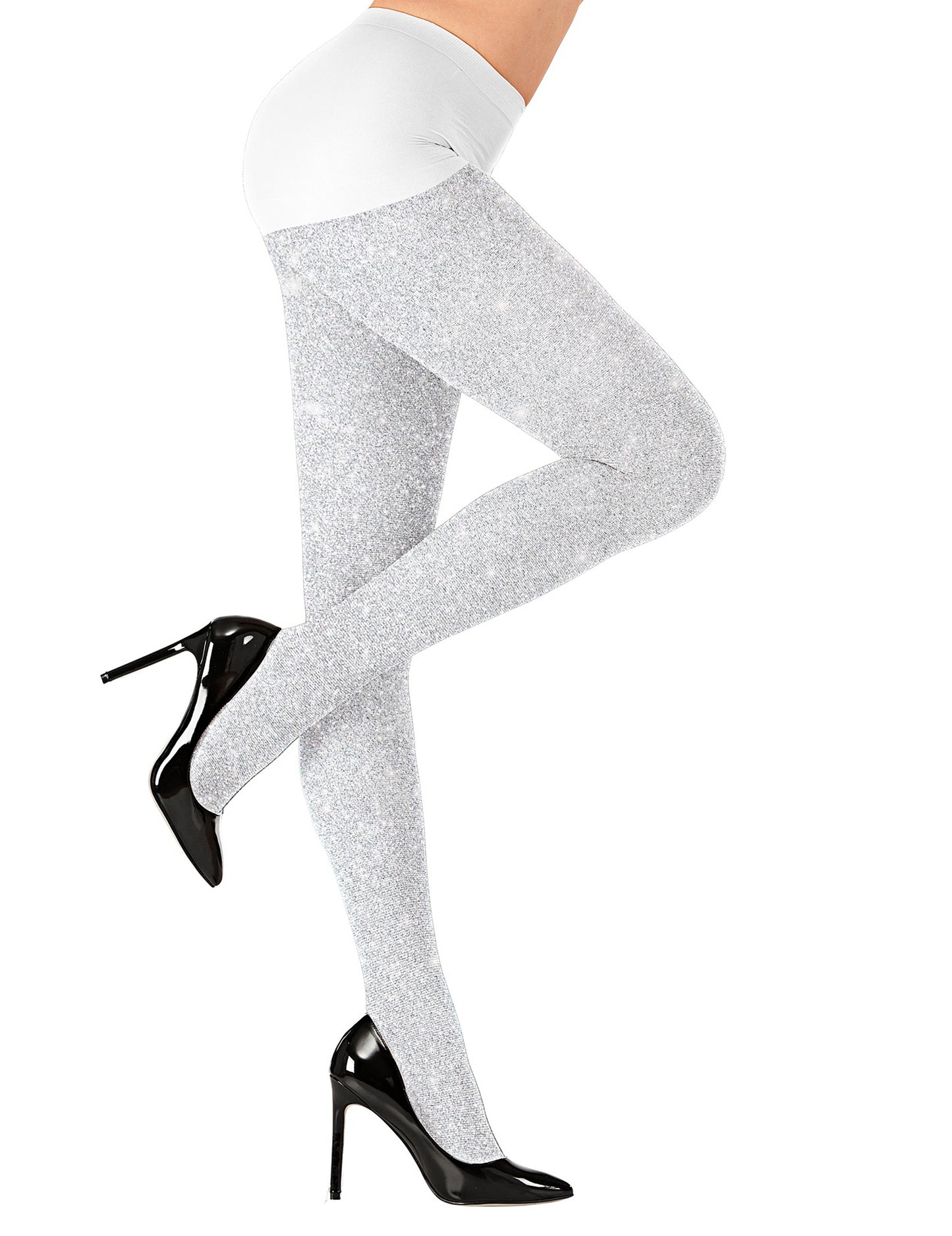 Bijele šljokičaste tajice za odrasle