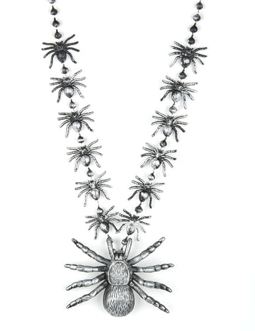Noć vještica ogrlica za odrasle srebrne pauke