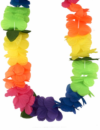 Collier Hawaï pour adulte à grosses fleurs multicolores