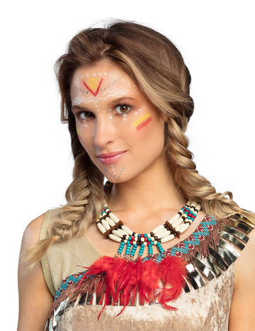 Indijska ogrlica s crvenom ženskom pernatom