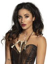 Collier os vaudou pour adulte marron et blanc avec perles et ossements