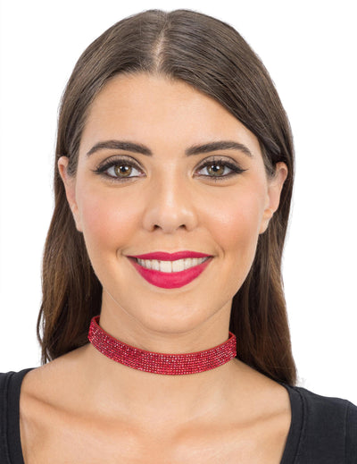 Ogrlica choker s crvenim cirkonima za odrasle