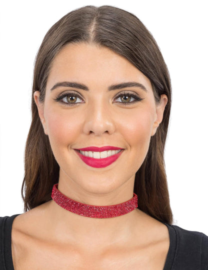 Ogrlica choker s crvenim cirkonima za odrasle