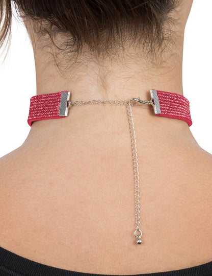 Ogrlica choker s crvenim cirkonima za odrasle