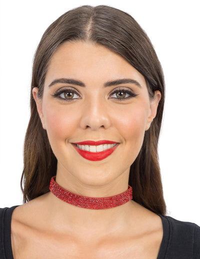 Ogrlica choker s crvenim cirkonima za odrasle