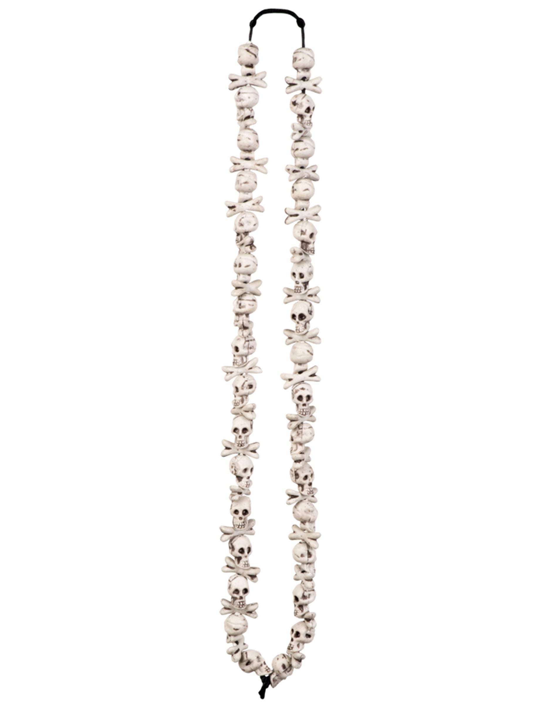 Collier têtes de mort Halloween pour adulte blanc avec petits os