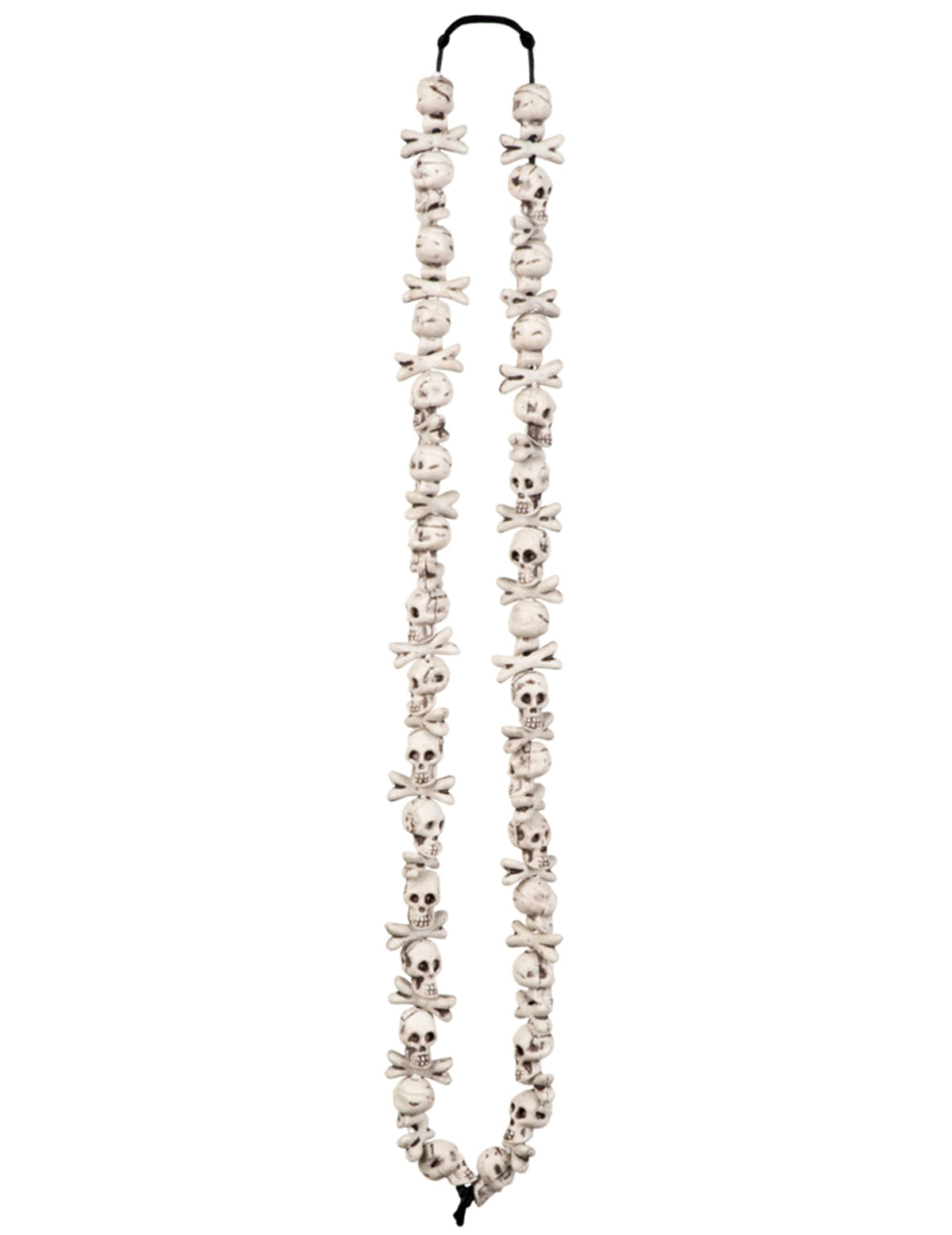 Collier têtes de mort Halloween pour adulte blanc avec petits os